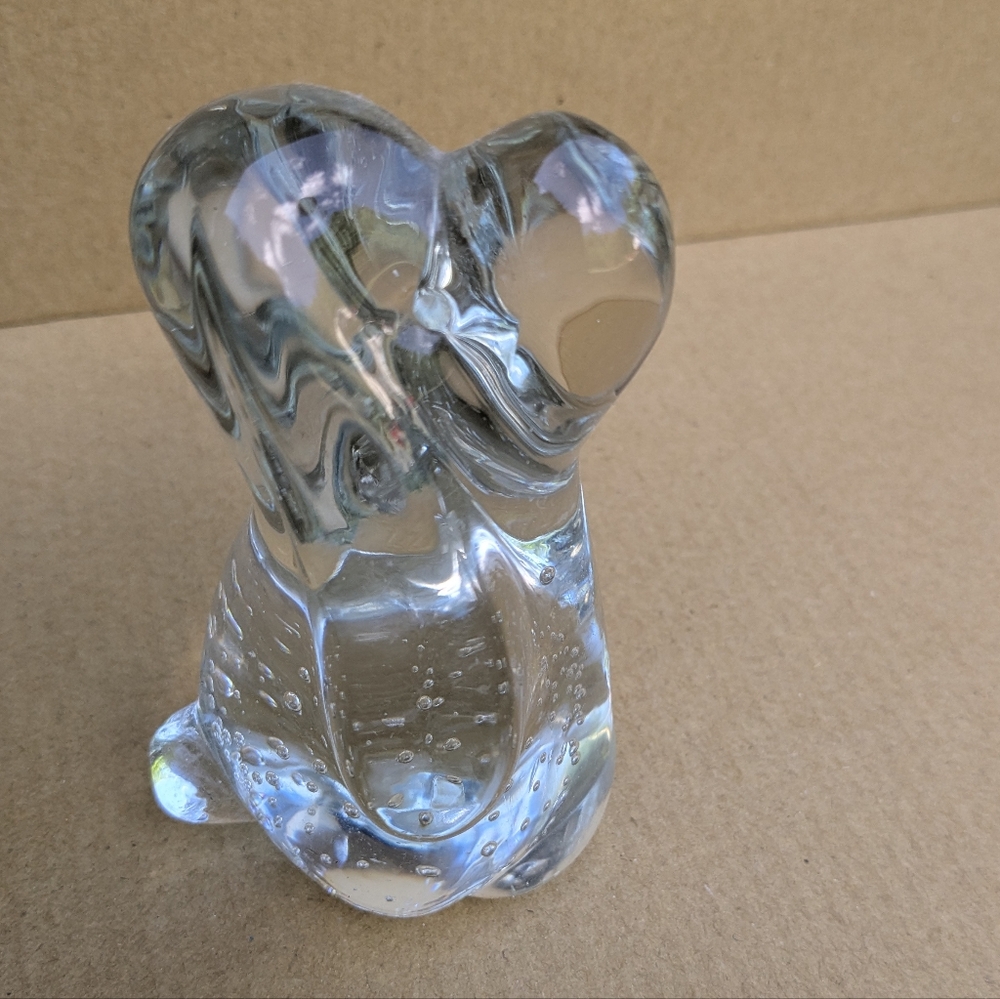 Vintage Hound Paperweight Hand blown Glass Bassett Hound Dog Figurine